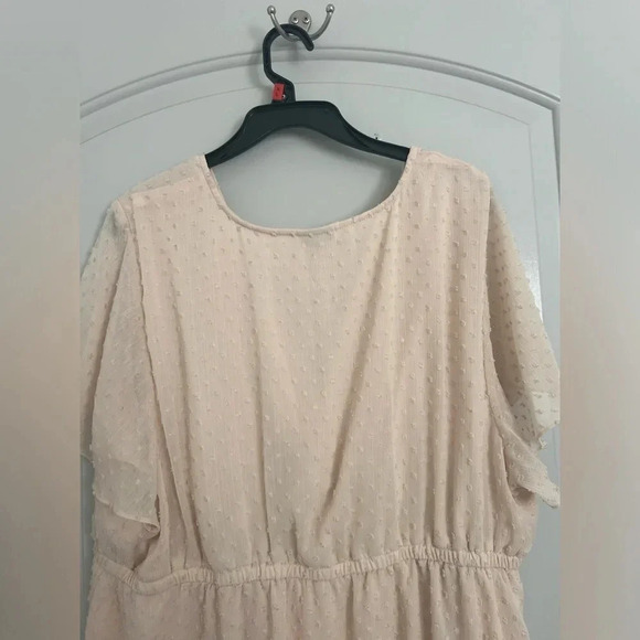 Torrid Pink Lily Ivory Swiss Dot Surplice Babydoll V Neck size 3 feminine boho - Picture 11 of 15